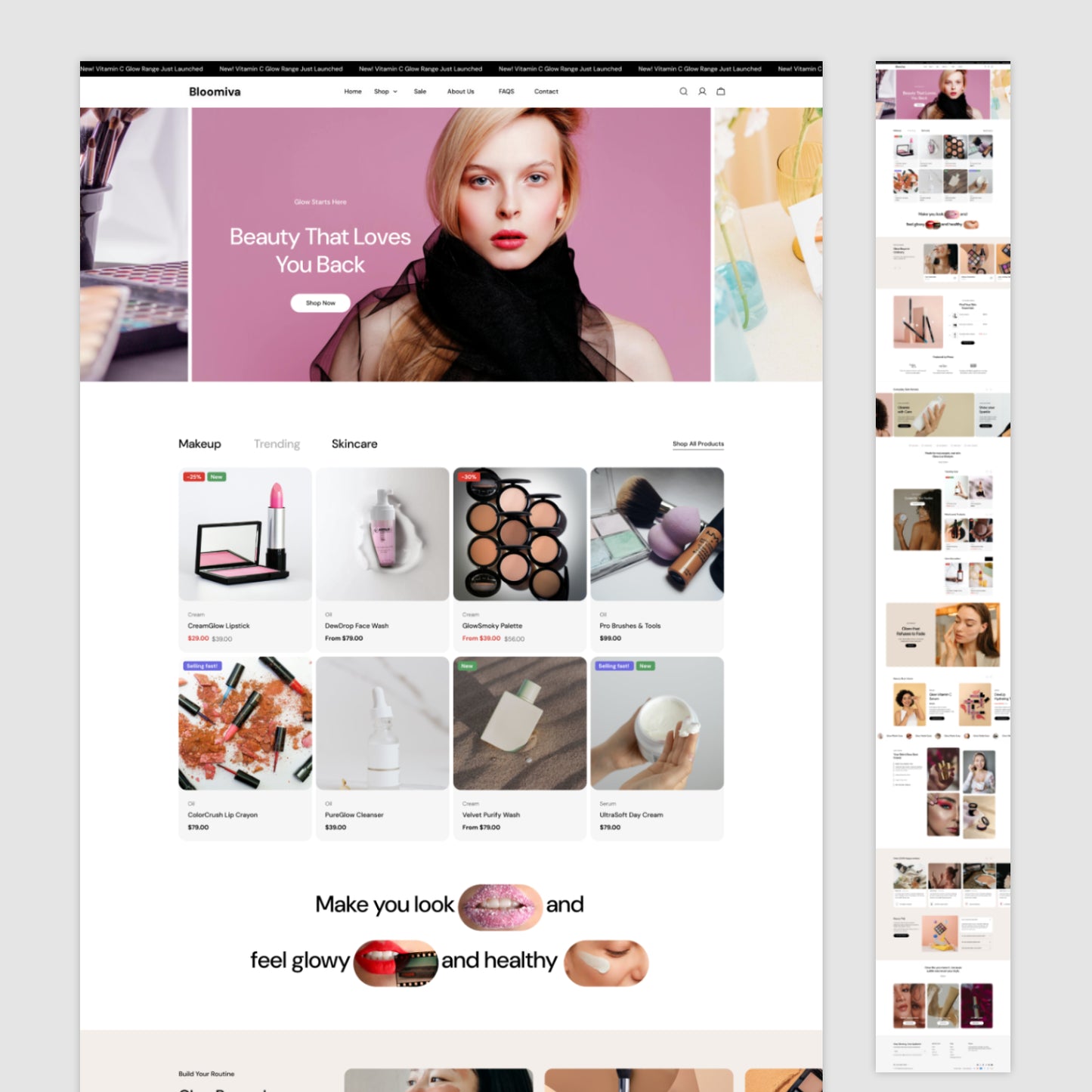 Homepage Figma Template - Bloomiva Beauty & Skincare