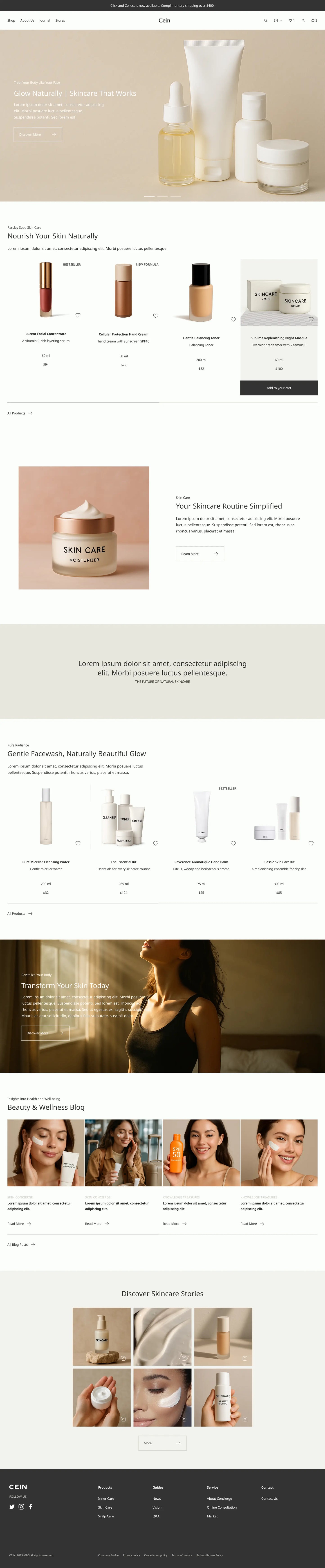 Skincare and Beauty Homepage Figma Template for Shopify