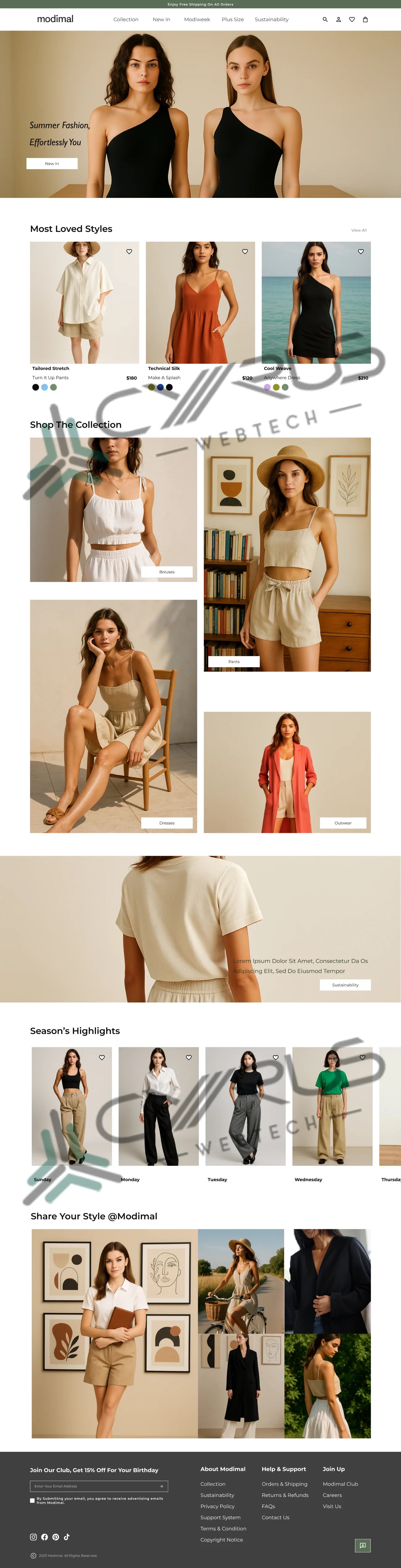 Women’s Clothing Homepage Figma Template for Shopify