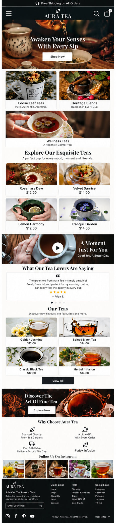 AURELLE mobile home page preview