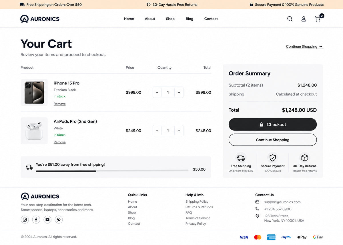 Cart preview