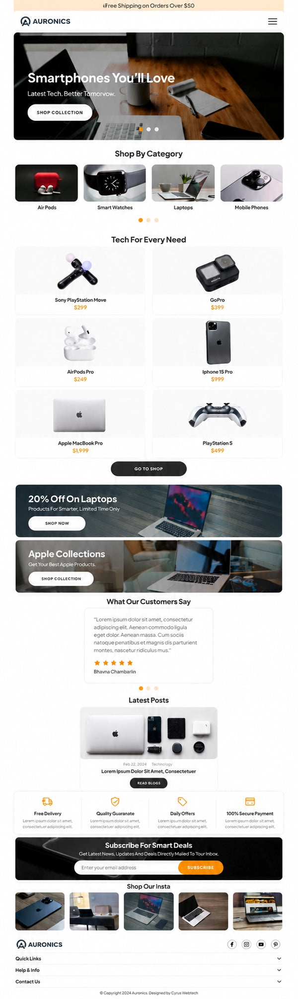 AURELLE mobile home page preview