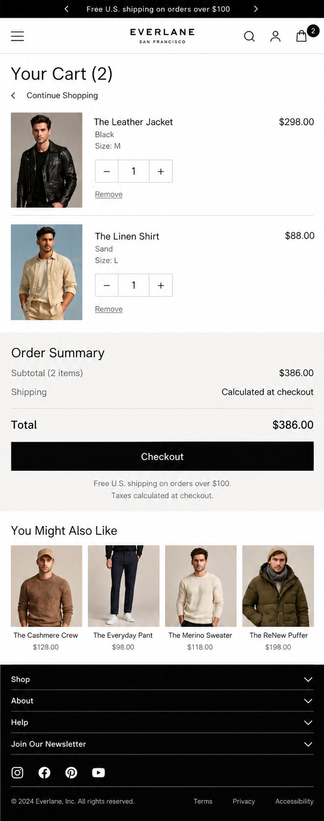 Cart preview