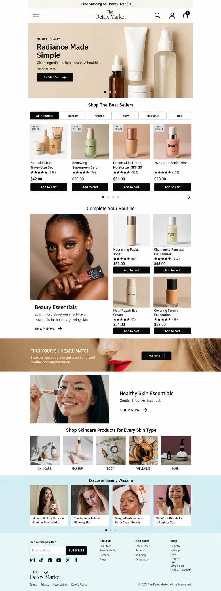 AURELLE desktop home page preview