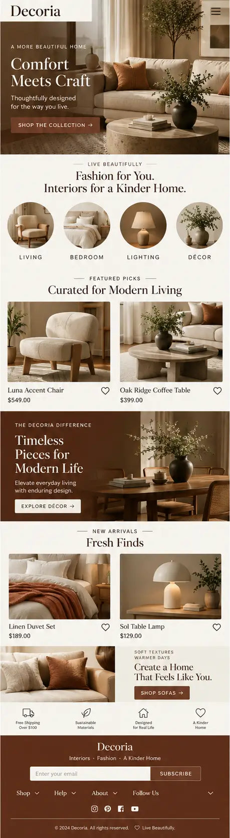 AURELLE desktop home page preview