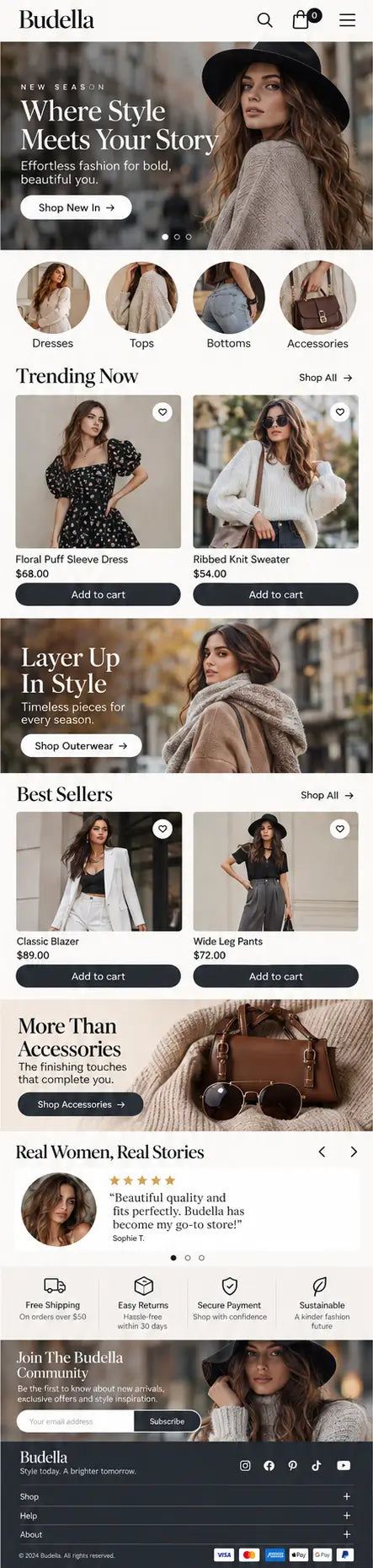 AURELLE mobile home page preview
