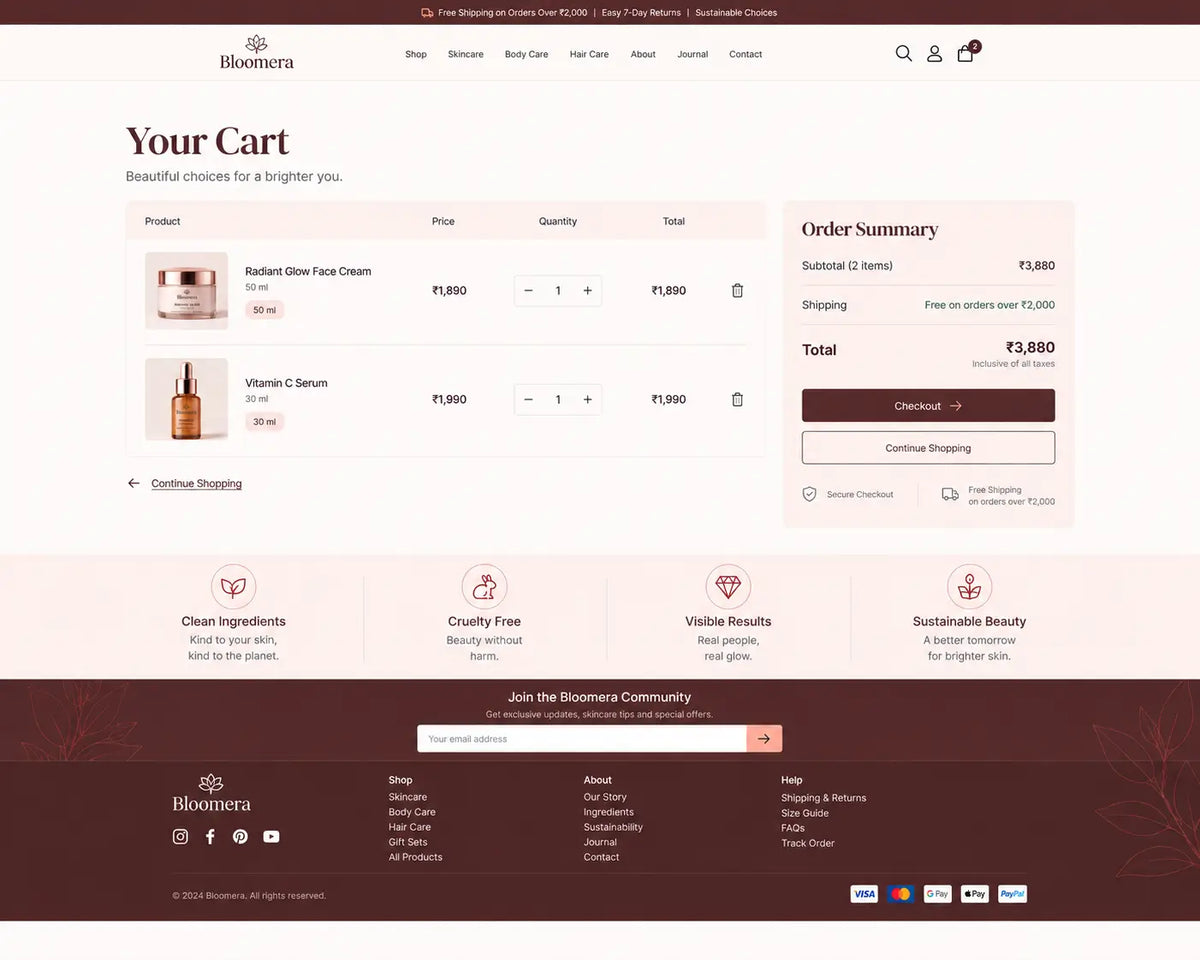 Cart preview