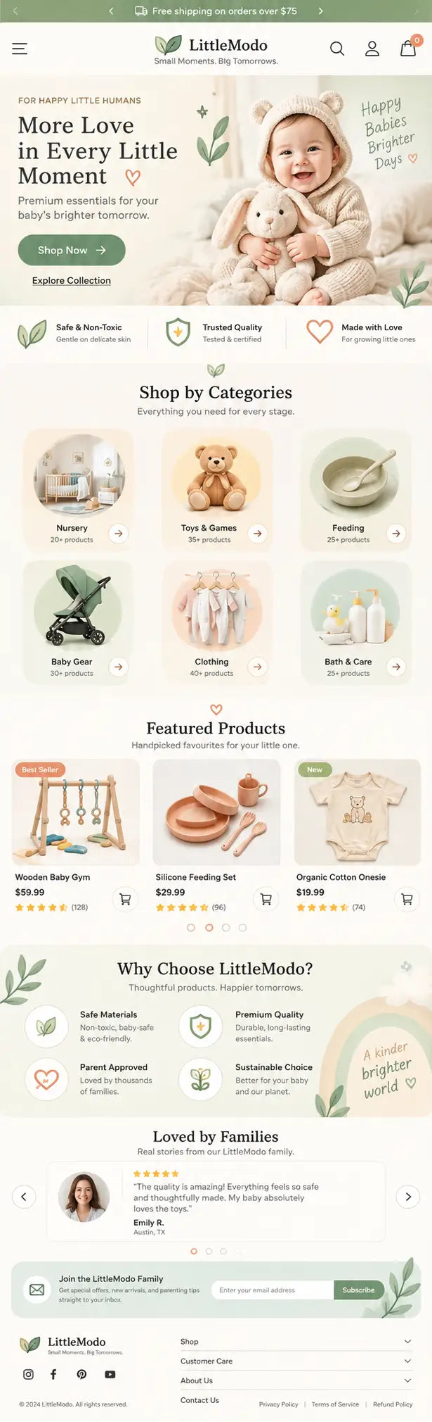 AURELLE mobile home page preview