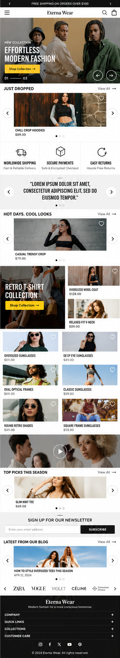 AURELLE mobile home page preview
