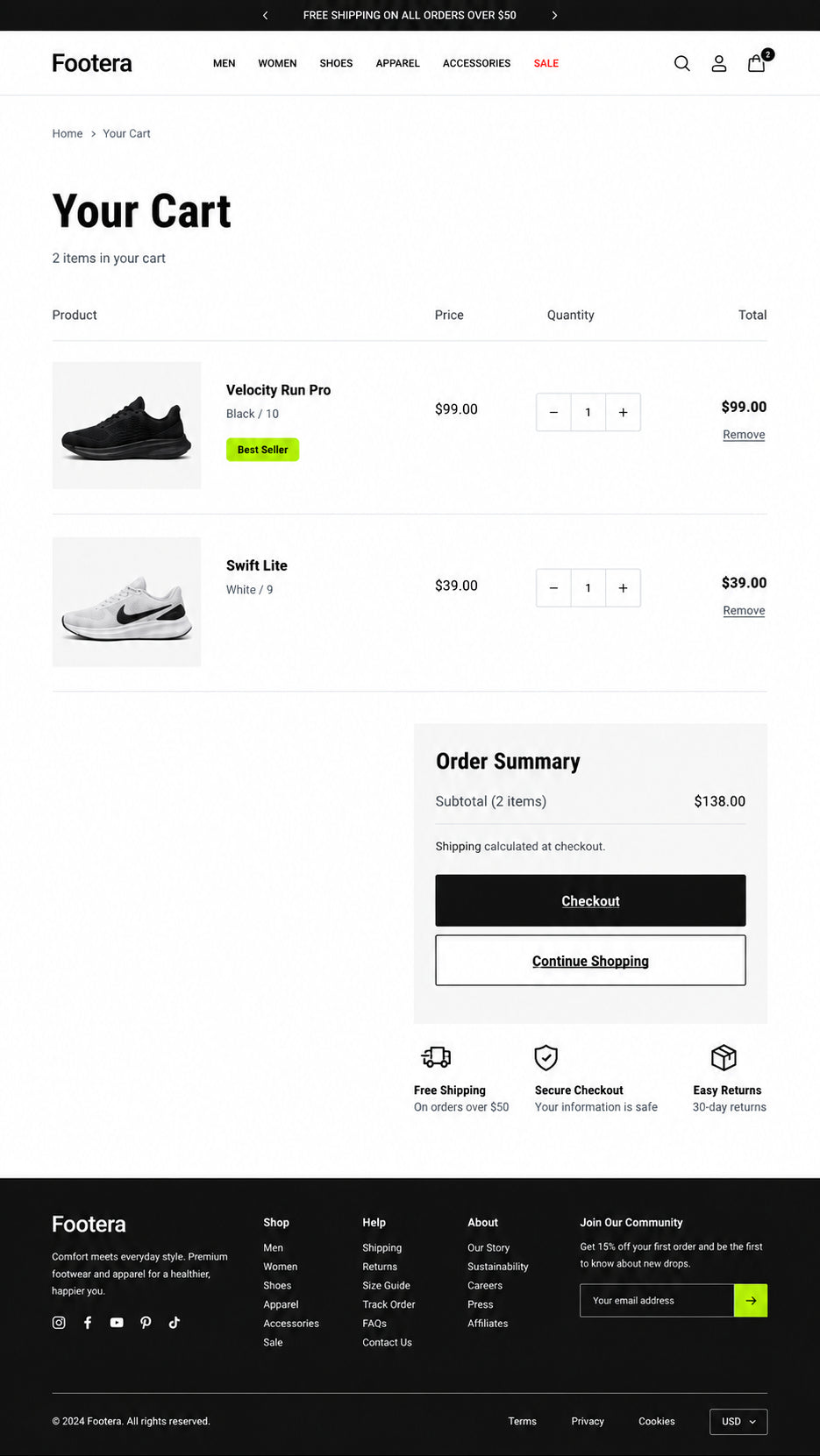Cart preview