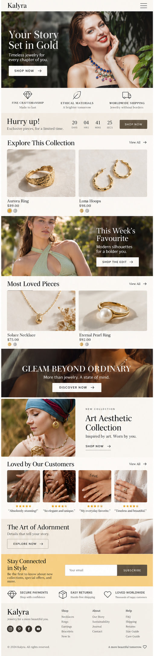 AURELLE mobile home page preview