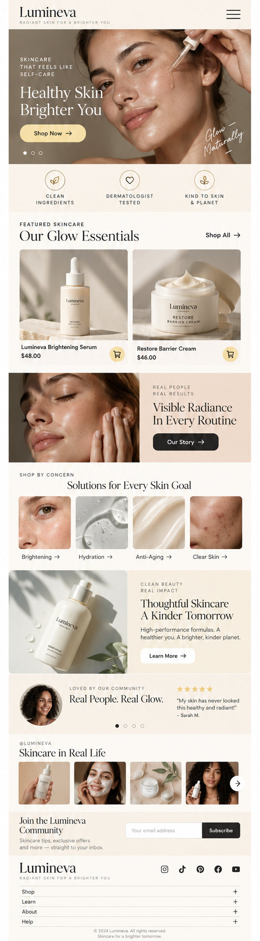 AURELLE mobile home page preview