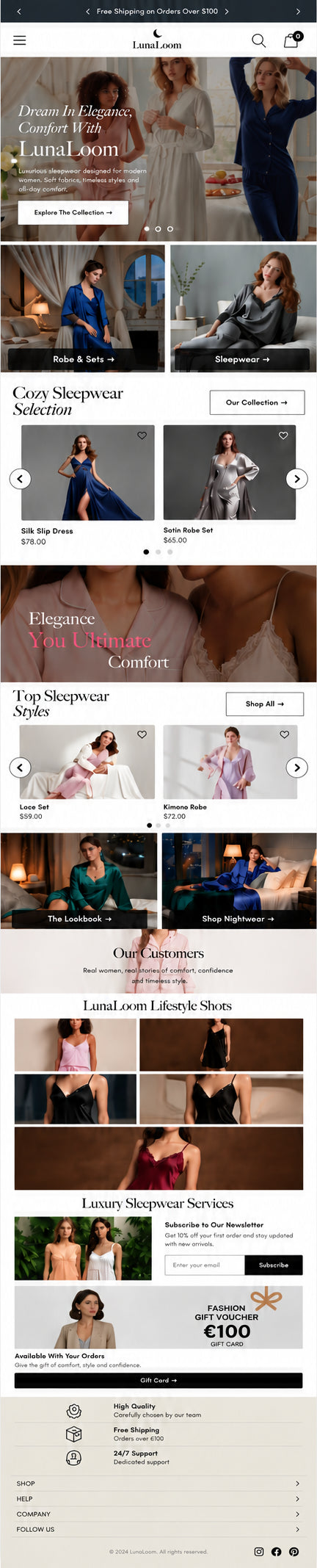 AURELLE mobile home page preview