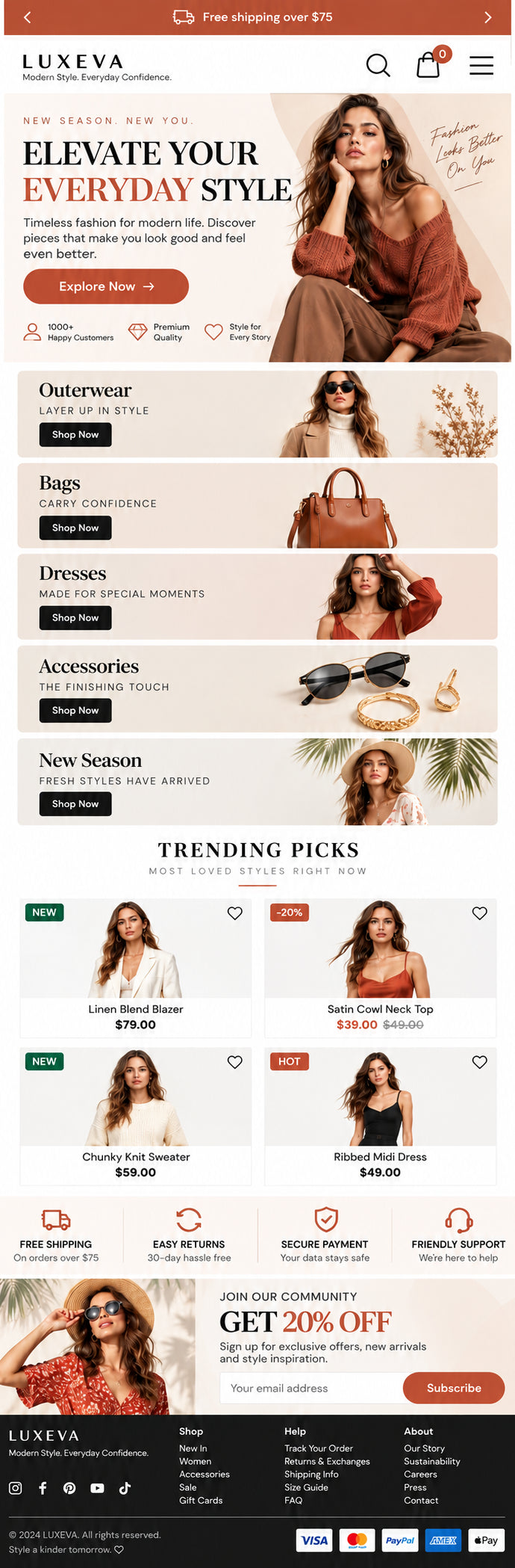 AURELLE mobile home page preview