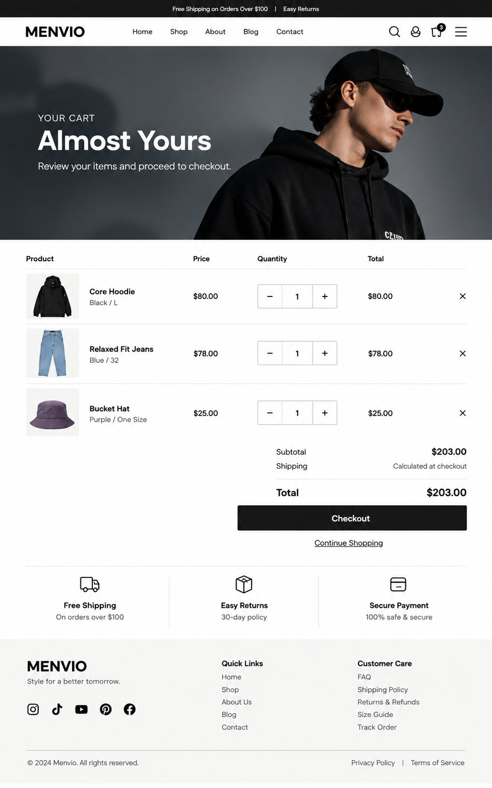 Cart preview