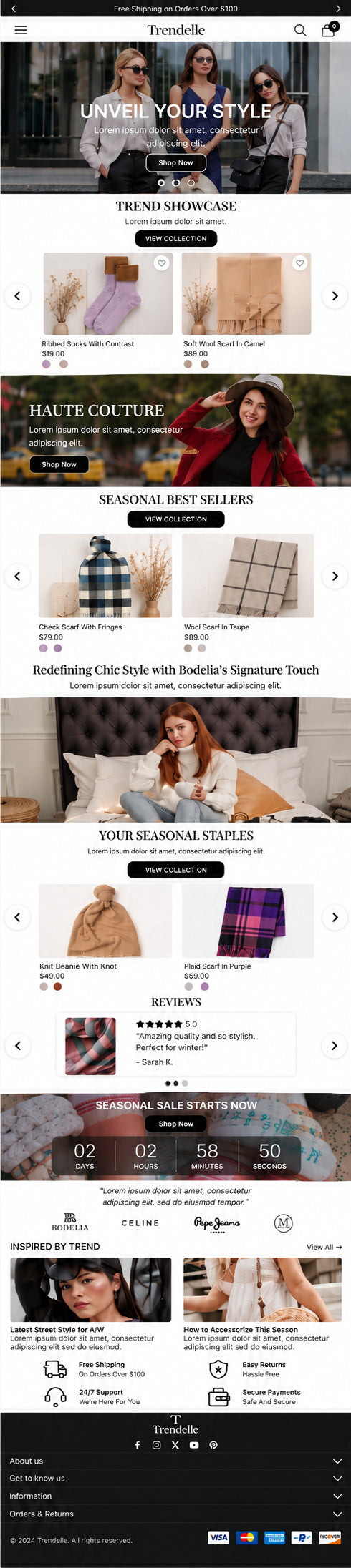 AURELLE mobile home page preview