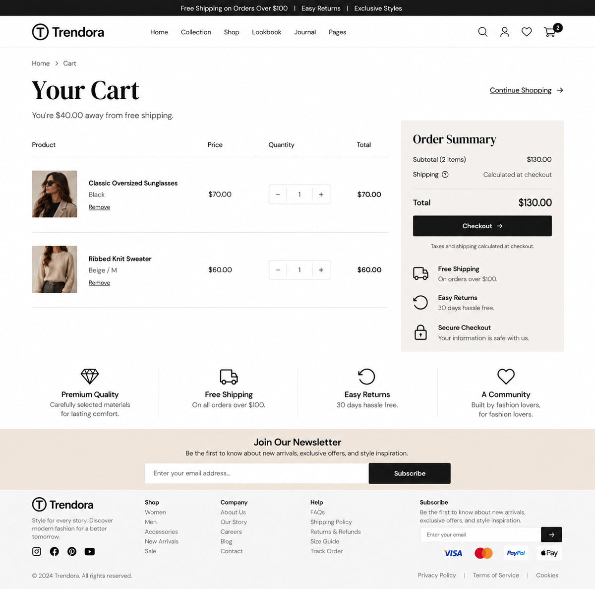 Cart preview