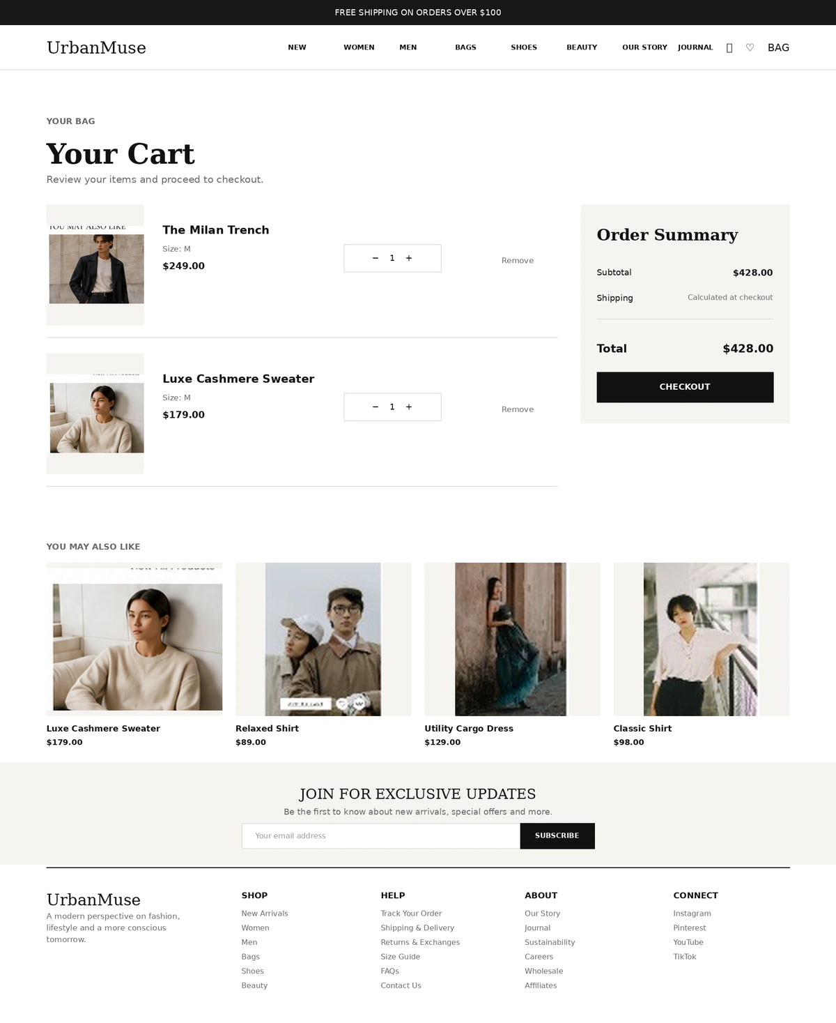 Cart preview