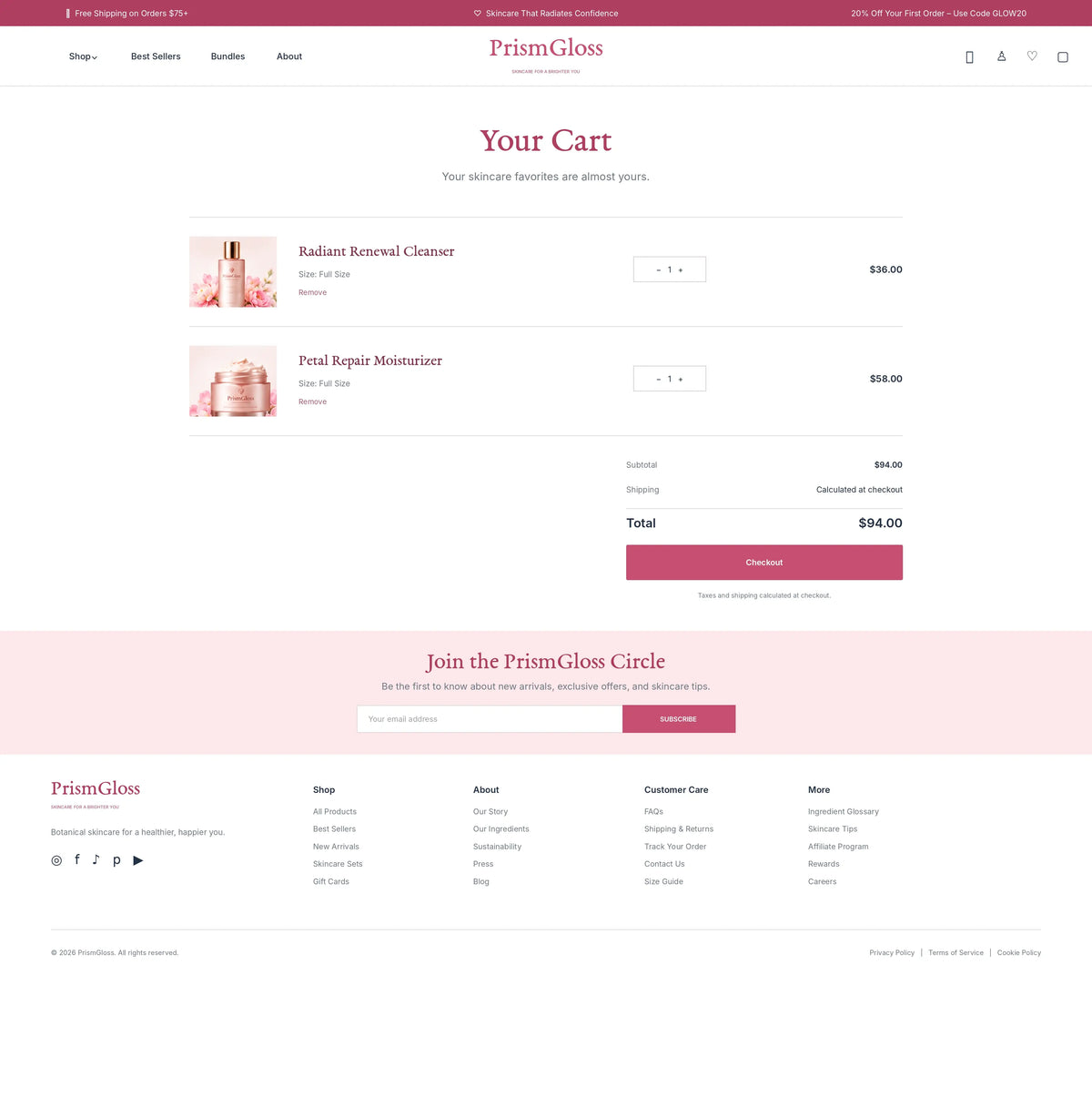Cart preview