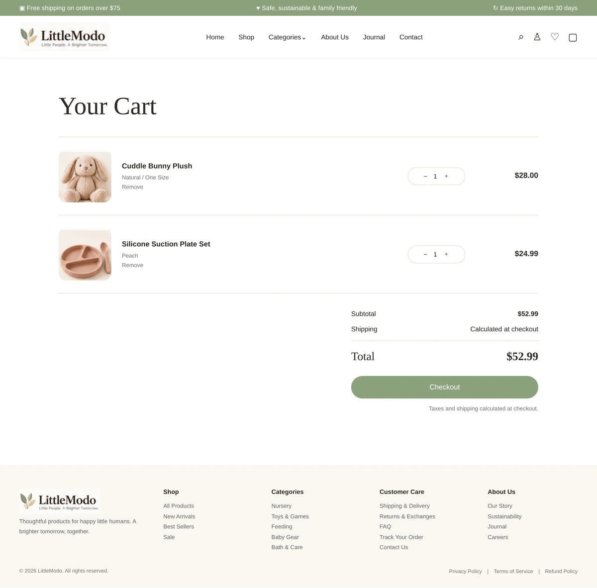 Cart preview