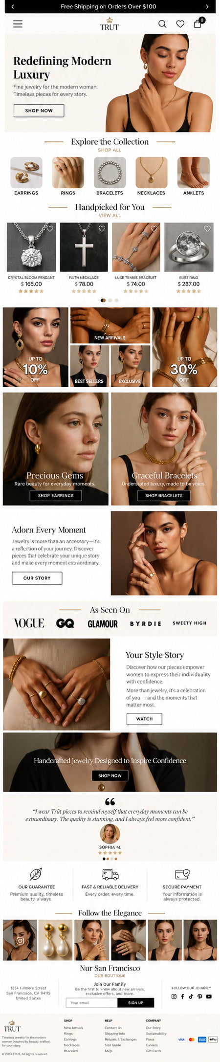 AURELLE mobile home page preview