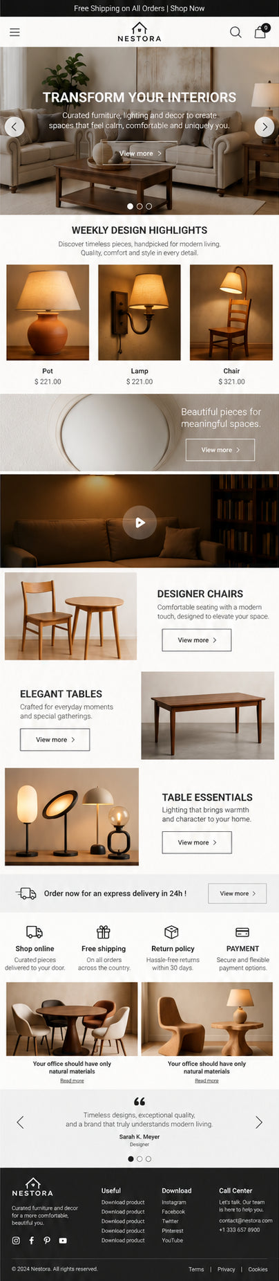 AURELLE mobile home page preview