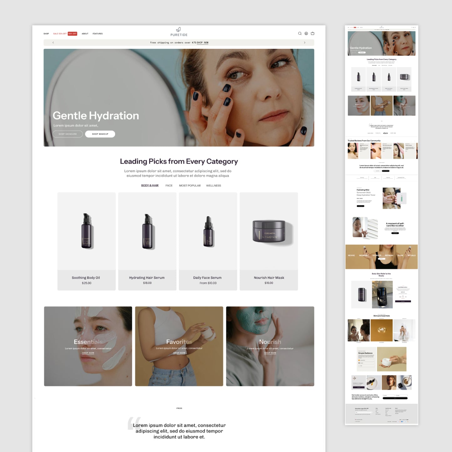 Homepage Figma Template - Puretide Beauty