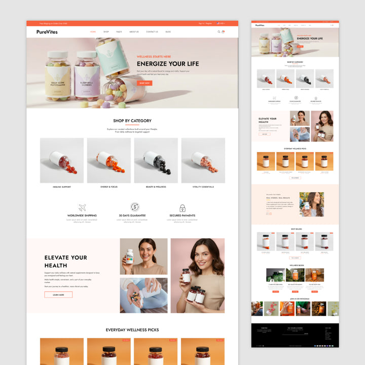 Homepage Figma Template - PureVites Health Supplements