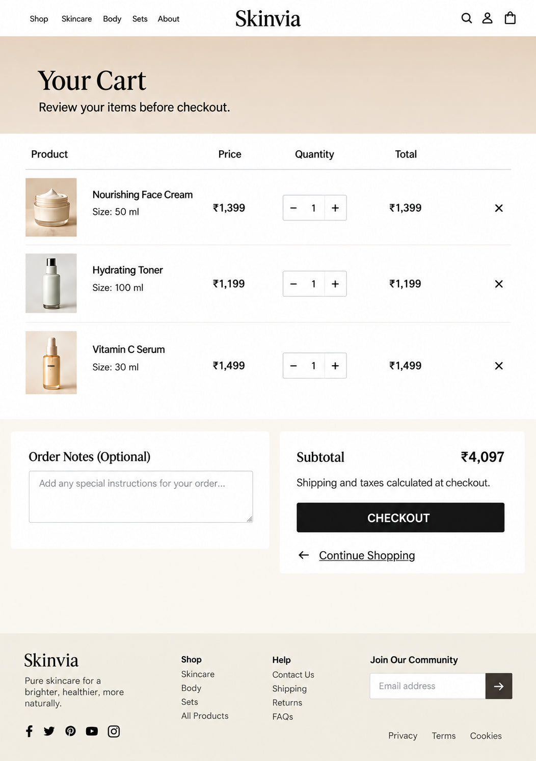 Cart preview