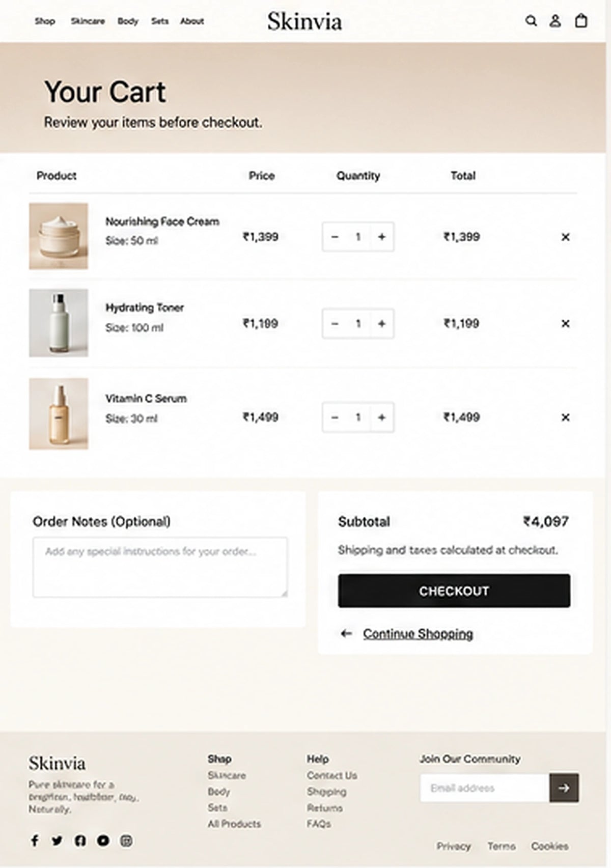 Cart preview