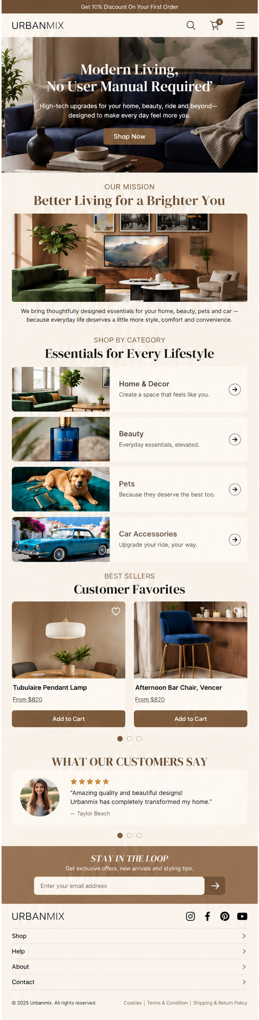 AURELLE mobile home page preview