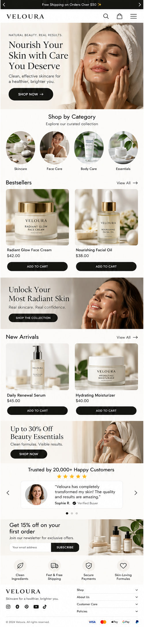AURELLE mobile home page preview